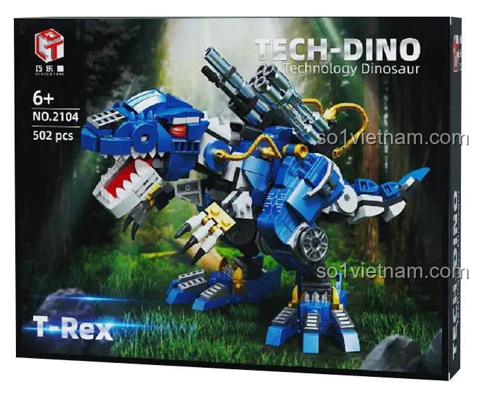 Hộp bộ đồ chơi Khủng long bạo chúa T-Rex cơ khí 巧乐童 2104