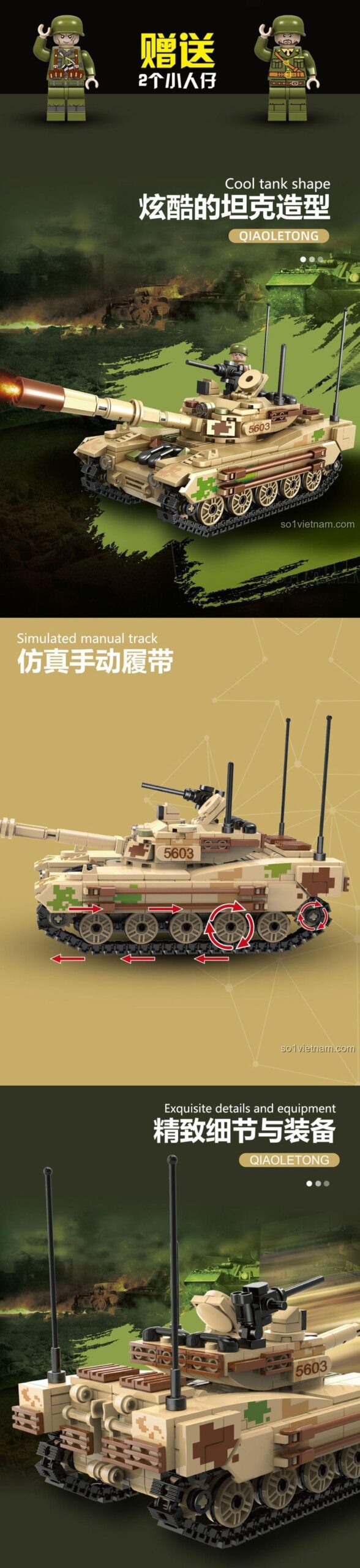 Mô hình xe tăng VT4 Thế chiến II Qiaoletong 5603 mô tả