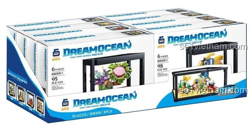 Hộp sản phẩm bộ đồ chơi Hồ cá Dreamocean 启高乐 BB008, 773 chi tiết, lắp ráp 8 mẫu, giá tốt cho bé 6 tuổi