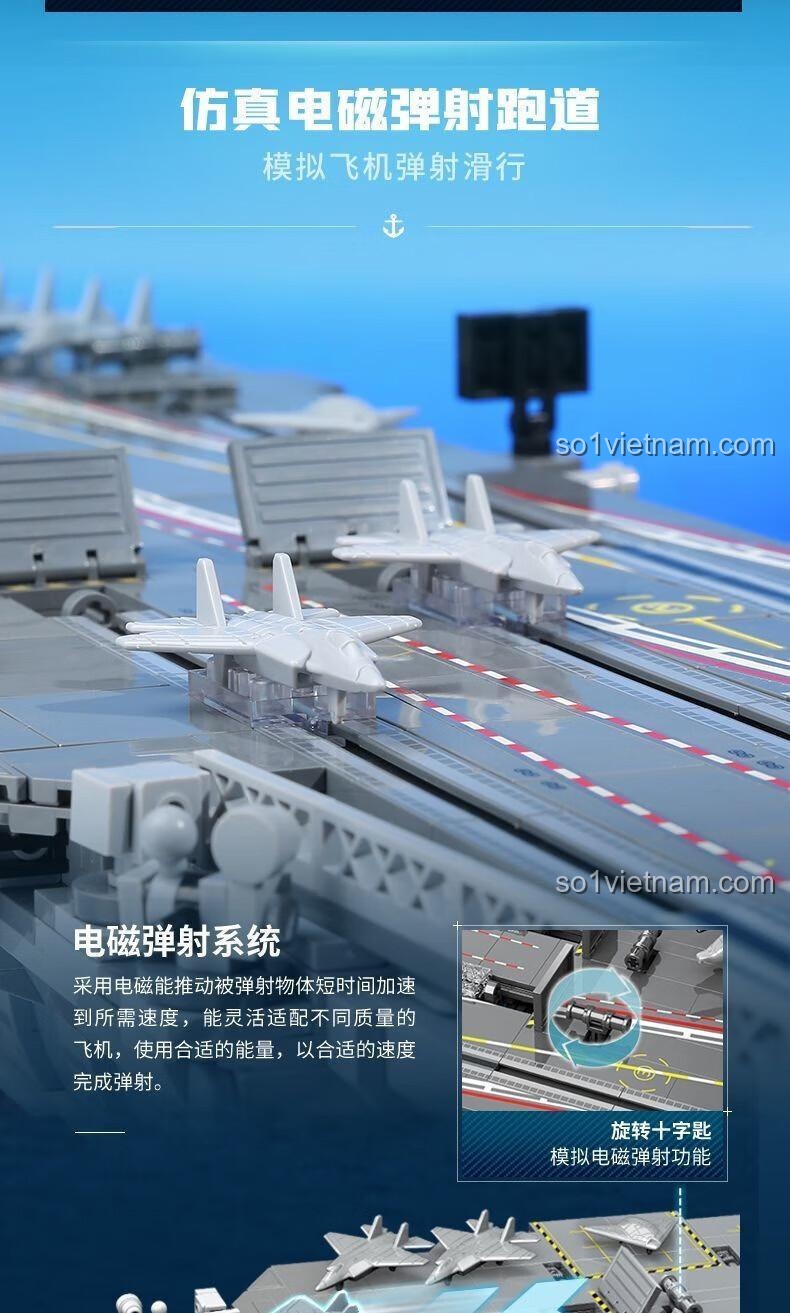 đồ chơi mô hình Tàu chiến Phúc Kiến 23018, hệ thống phóng máy bay điện từ mô phỏng, đồ chơi lắp ghép kích thích tư duy, giá rẻ.