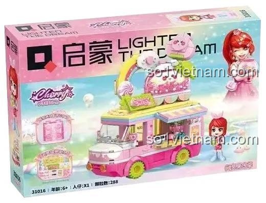 Hộp sản phẩm bộ lắp ghép QMAN 31016 Xe Tải Đồ Chơi Màu Hồng, 288 mảnh, tương thích LEGO®.