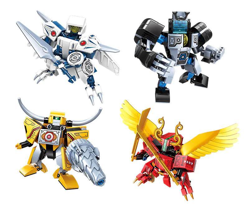 Bộ 4 robot biến hình siêu ngầu 启蒙QMAN/ENLIGHTEN/奇妙积木Keeppley 41231, đồ chơi lắp ráp cho bé trai 6 tuổi, 607 chi tiết, giá tốt
