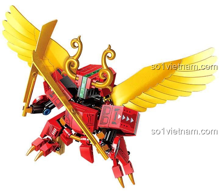 Robot biến hình màu đỏ 启蒙QMAN/ENLIGHTEN/奇妙积木Keeppley 41231, đồ chơi lắp ráp cho bé trai 6 tuổi, 607 chi tiết, giá tốt