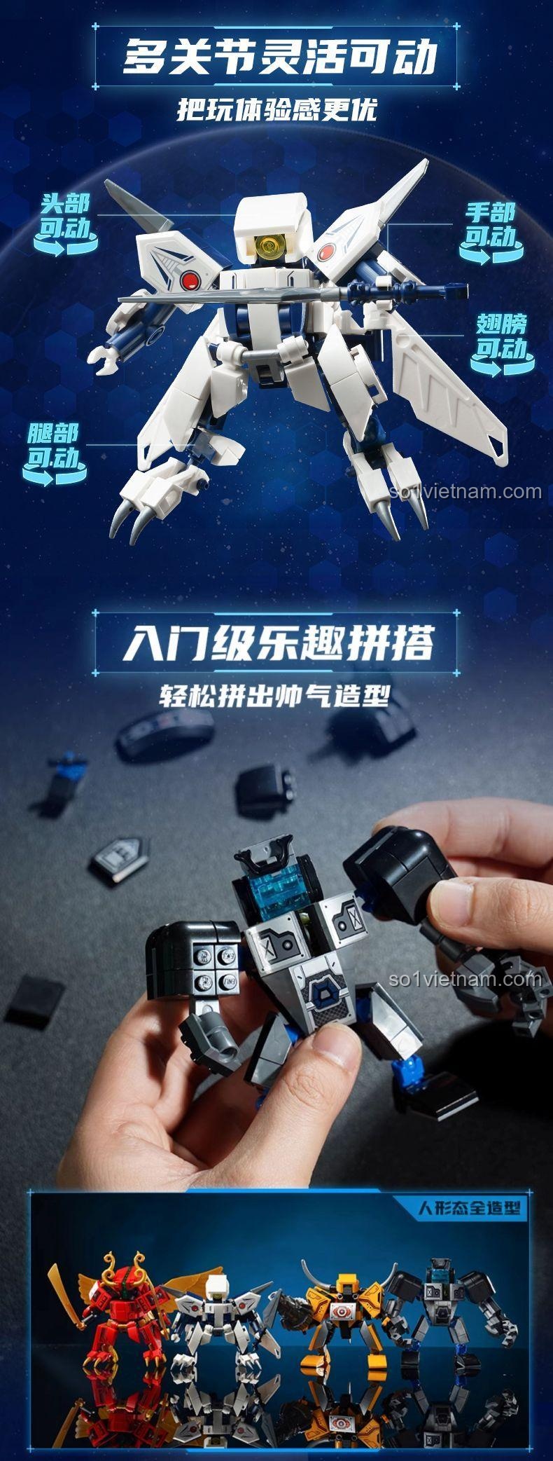 Robot biến hình với các trạng thái khác nhau 启蒙QMAN/ENLIGHTEN/奇妙积木Keeppley 41231, đồ chơi lắp ráp cho bé trai 6 tuổi, 607 chi tiết, giá tốt