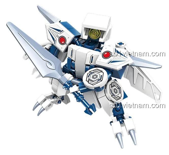 Robot biến hình màu trắng xanh 启蒙QMAN/ENLIGHTEN/奇妙积木Keeppley 41231, đồ chơi lắp ráp cho bé trai 6 tuổi, 607 chi tiết, giá tốt