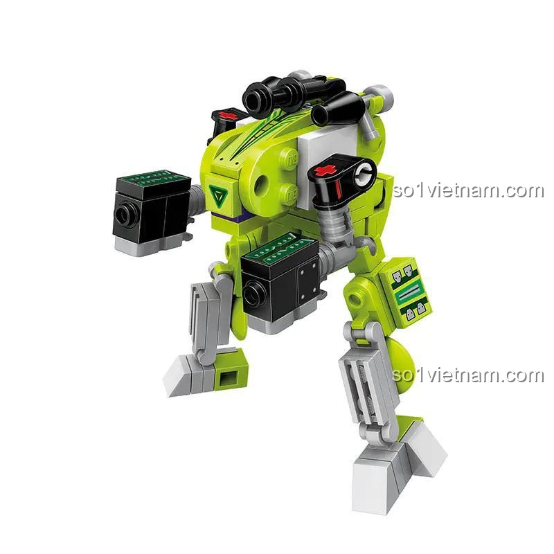 Một trong 4 mô hình nhỏ của bộ lắp ráp Robot Biến Hình 4 trong 1. Mẫu robot nhỏ gọn màu xanh lá.
