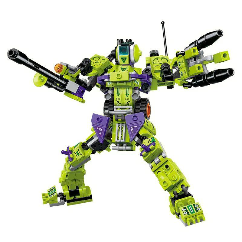 Mô hình chính của bộ lắp ghép Robot Hợp Thể Chiến Binh Tiên Phong QMAN 42203. Robot màu xanh lá và tím cực ngầu, dành cho con trai 6 tuổi. Giá tốt.