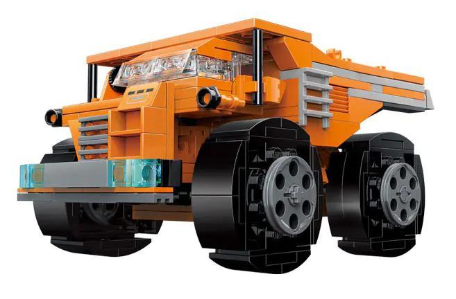 đồ chơi lắp ráp QMAN 42204 với 8 mẫu xe công trình nhỏ và 1 xe tải mỏ hợp thể, đồ chơi sáng tạo cho con trai.