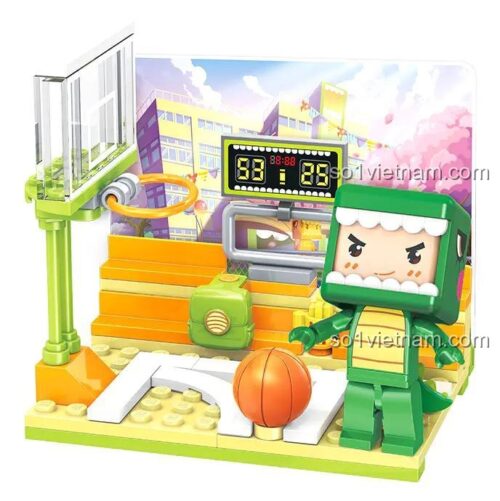 đồ chơi mô hình QMAN 72030, mô hình sân bóng rổ Mini World sống động, chi tiết cao, đồ chơi mô hình QMAN 72030 cho bé 6 tuổi phát triển tư duy.
