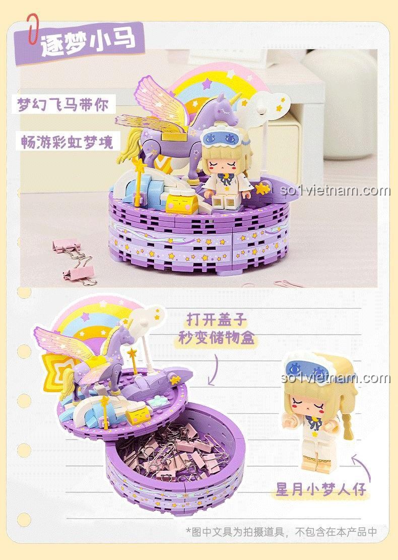 Bộ lắp ghép Mini World Kỳ lân 72032-4, mô hình cô gái lắp ráp, chất lượng cao, giá tốt