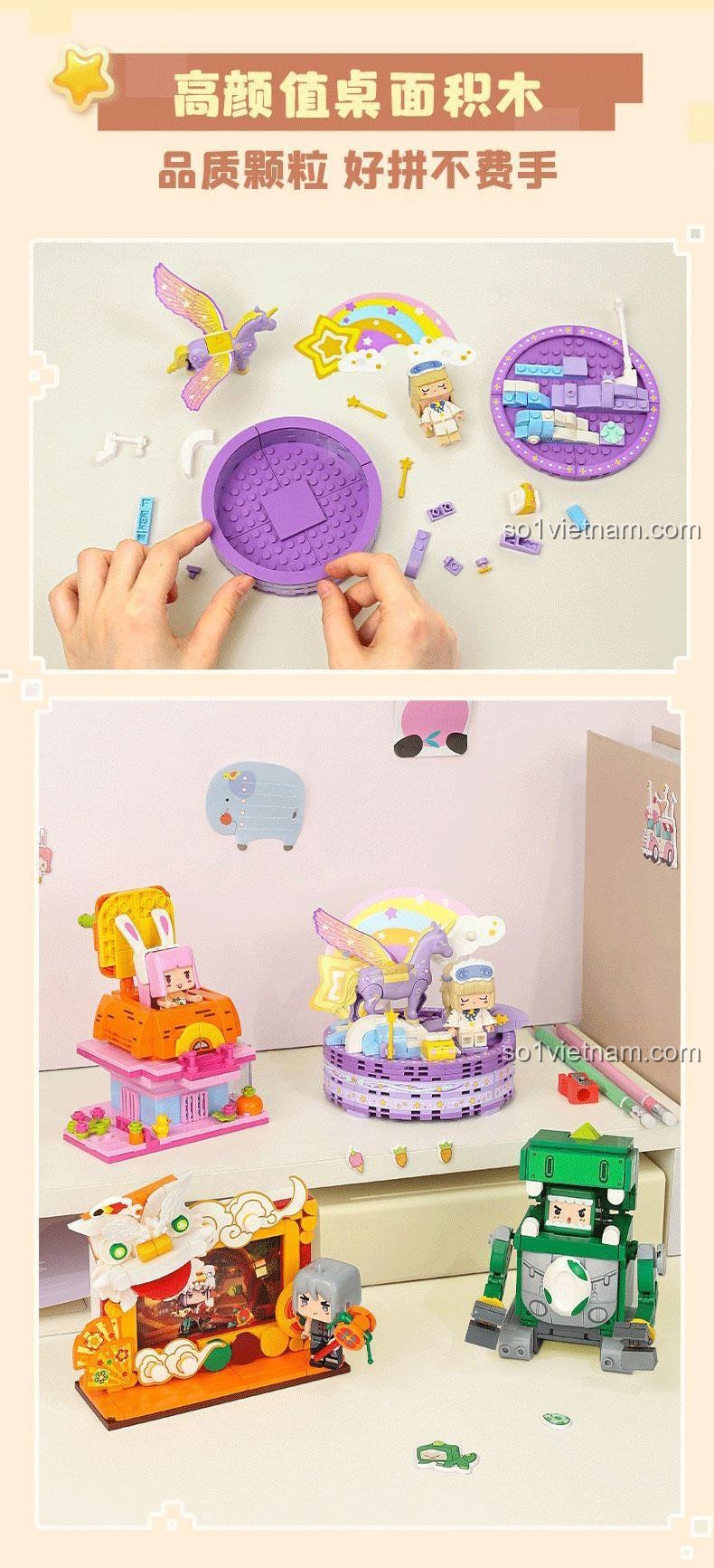 Bộ lắp ghép Mini World Kỳ lân 72032-4, mô hình kỳ lân lắp ráp, chất lượng cao, giá tốt