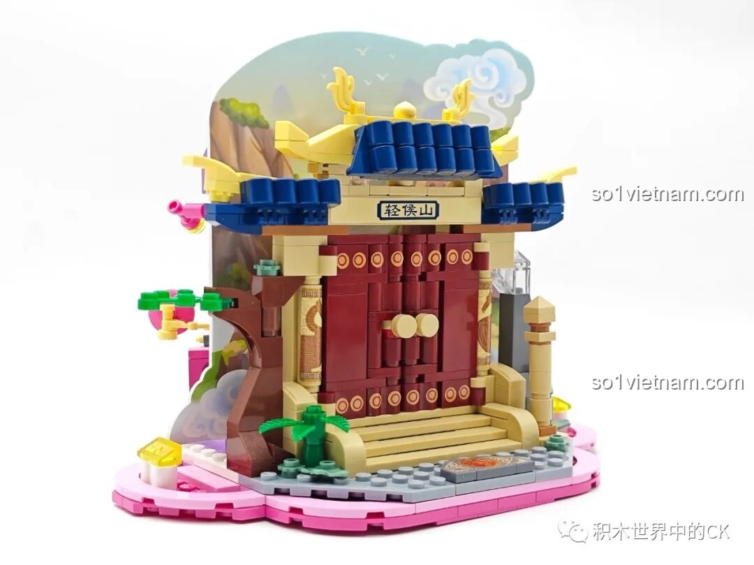 Toàn cảnh mô hình Núi Khinh Hầu cổ trang sau khi lắp ráp xong từ bộ QMAN 72033.