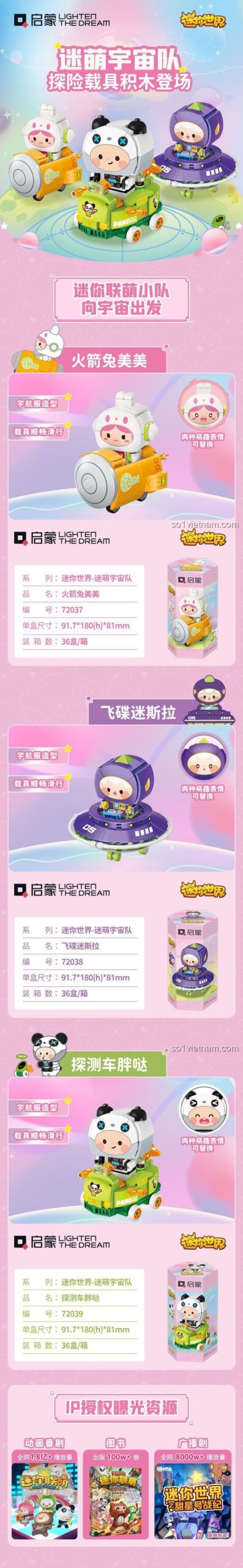 Bộ lắp ráp mô hình Rocket Rabbit Meimei - Mini World 72037, 148 mảnh, dành cho bé 6 tuổi, có 2 biểu cảm khuôn mặt thay đổi, màu trắng vàng hồng, chất liệu nhựa ABS cao cấp, xuất xứ Trung Quốc, giá tốt