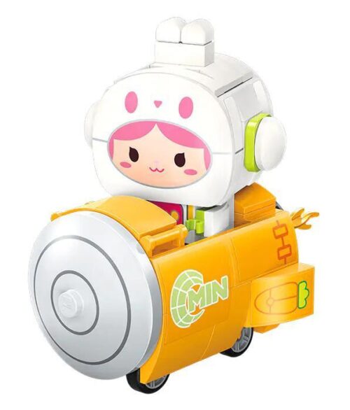 Bộ lắp ghép mô hình Rocket Rabbit Meimei - Mini World 72037, 148 chi tiết, dành cho bé 6 tuổi, có 2 biểu cảm khuôn mặt thay đổi, màu trắng vàng hồng, chất liệu nhựa ABS cao cấp, xuất xứ Trung Quốc, giá tốt
