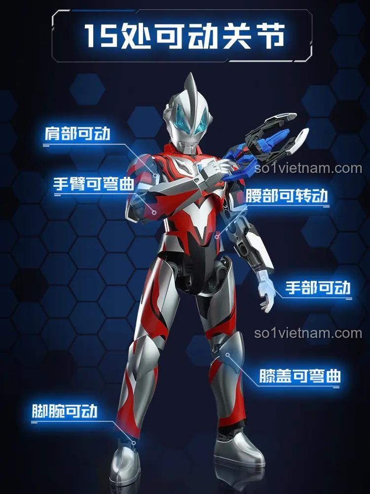 Mô hình Ultraman Geed Tinh Anh Rực Rỡ Qman 75062 với 15 khớp cử động