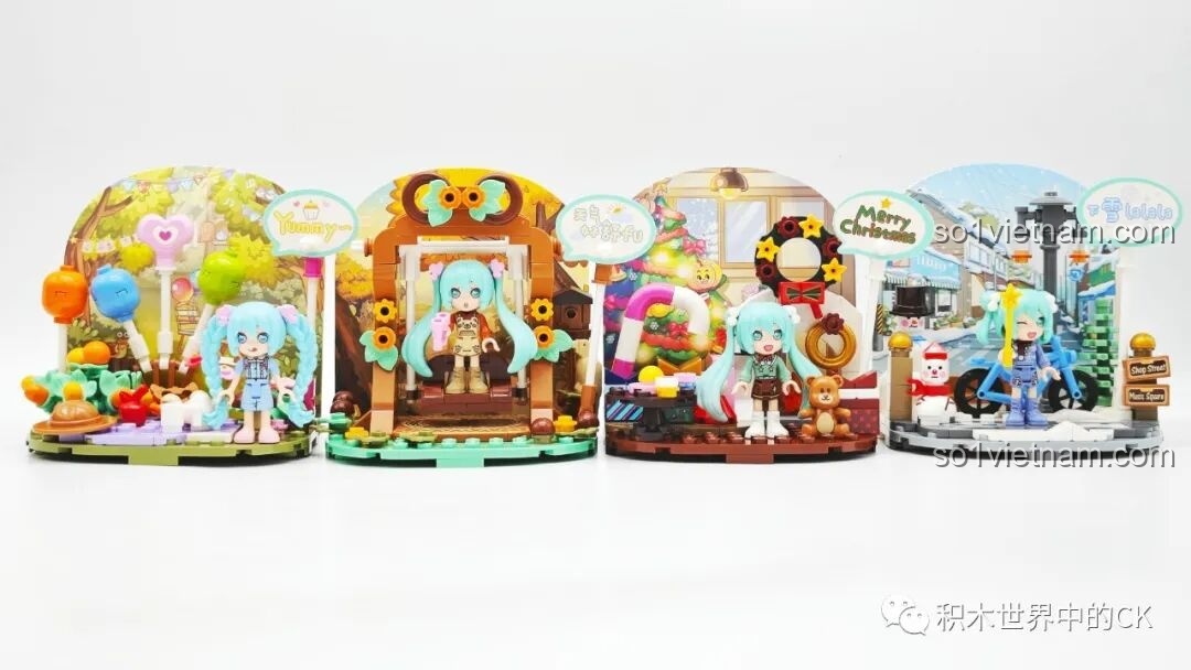 Đánh giá Qman 76011 Hatsune Miku Bốn Mùa: 4 mô hình Miku cuối cùng, đại diện cho mùa thu và mùa đông.