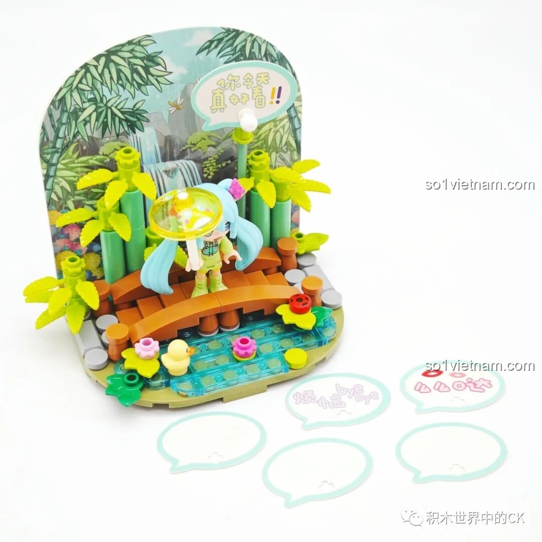 Đánh giá Qman 76011 Hatsune Miku Bốn Mùa: Góc nhìn khác của mô hình Cầu Nhỏ Mưa Bay, hiệu ứng nước chảy chân thật.