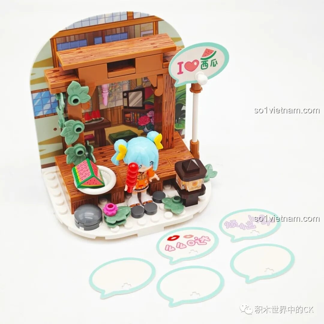 Đánh giá Qman 76011 Hatsune Miku Bốn Mùa: Góc nhìn khác của mô hình Dưa Hấu Giải Nhiệt, chi tiết lát dưa hấu.