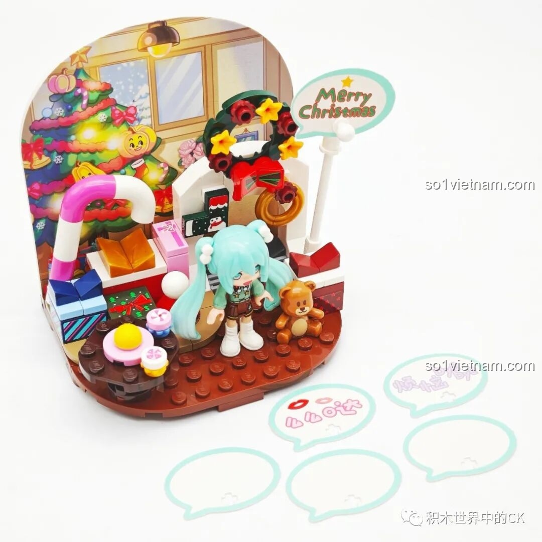 Bộ lắp ghép Hatsune Miku: Góc nhìn khác của mô hình Giáng Sinh An Lành, chi tiết trang trí Giáng Sinh.