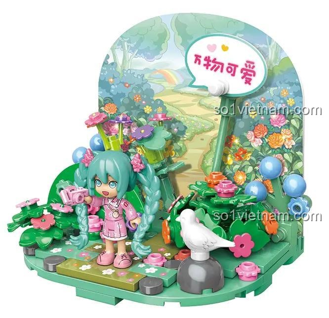 Mô hình Hatsune Miku 6011 chủ đề Dạo Chơi Ngày Xuân, bộ lắp ghép Enlighten 76011 cho bé gái 6 tuổi, giá rẻ