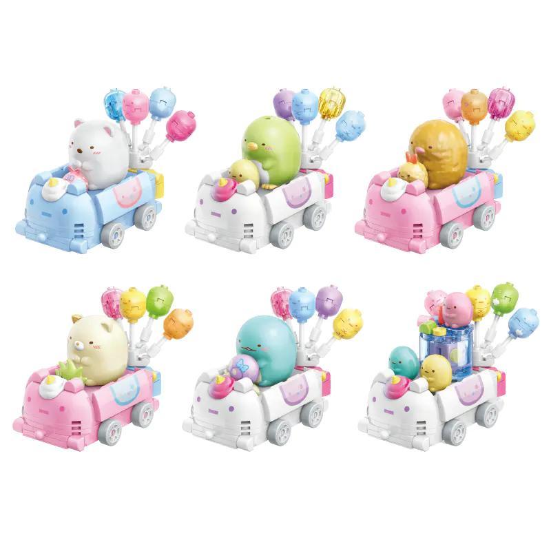 Toàn bộ 6 mẫu trong bộ lắp ghép Xe Hơi Bong Bóng Sumikko Gurashi QMAN 77021. Món đồ chơi xếp hình giá rẻ cho bé gái 6 tuổi.
