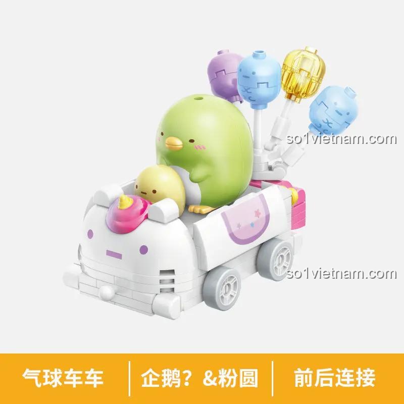 Mô hình xe hơi của Chim Cánh Cụt Penguin? và Trân châu Tapioca trong bộ đồ chơi QMAN 77021 Xe hơi dễ thương Sumikko Gurashi.