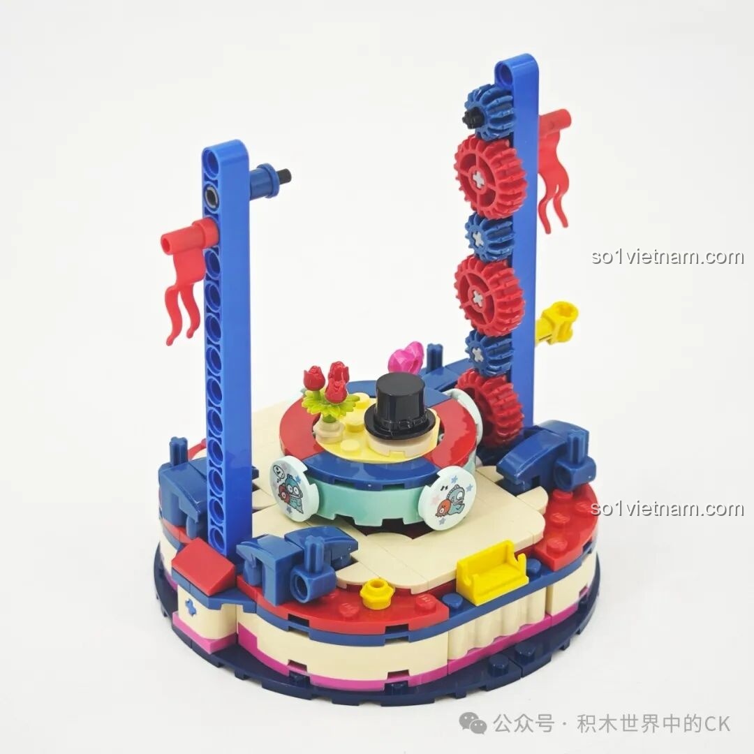 Tiếp tục lắp ráp các chi tiết trang trí và cơ chế chuyển động của Keeppley K20854 Sân Khấu Xiếc Cá Bay.