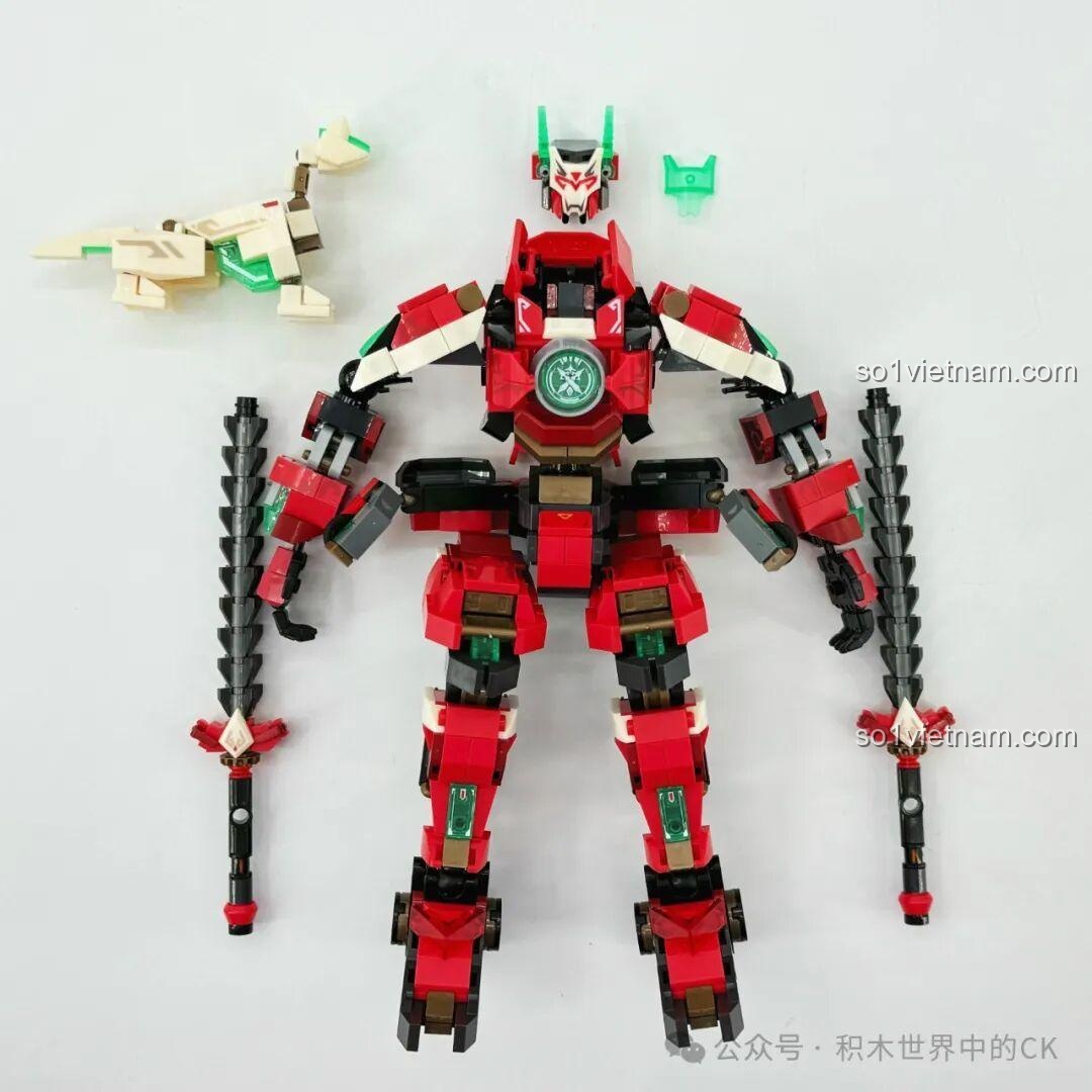 Các bộ phận của robot Ma Lễ Thọ SEMBO 106007 sau khi lắp ráp xong, chuẩn bị ghép lại thành mô hình hoàn chỉnh.