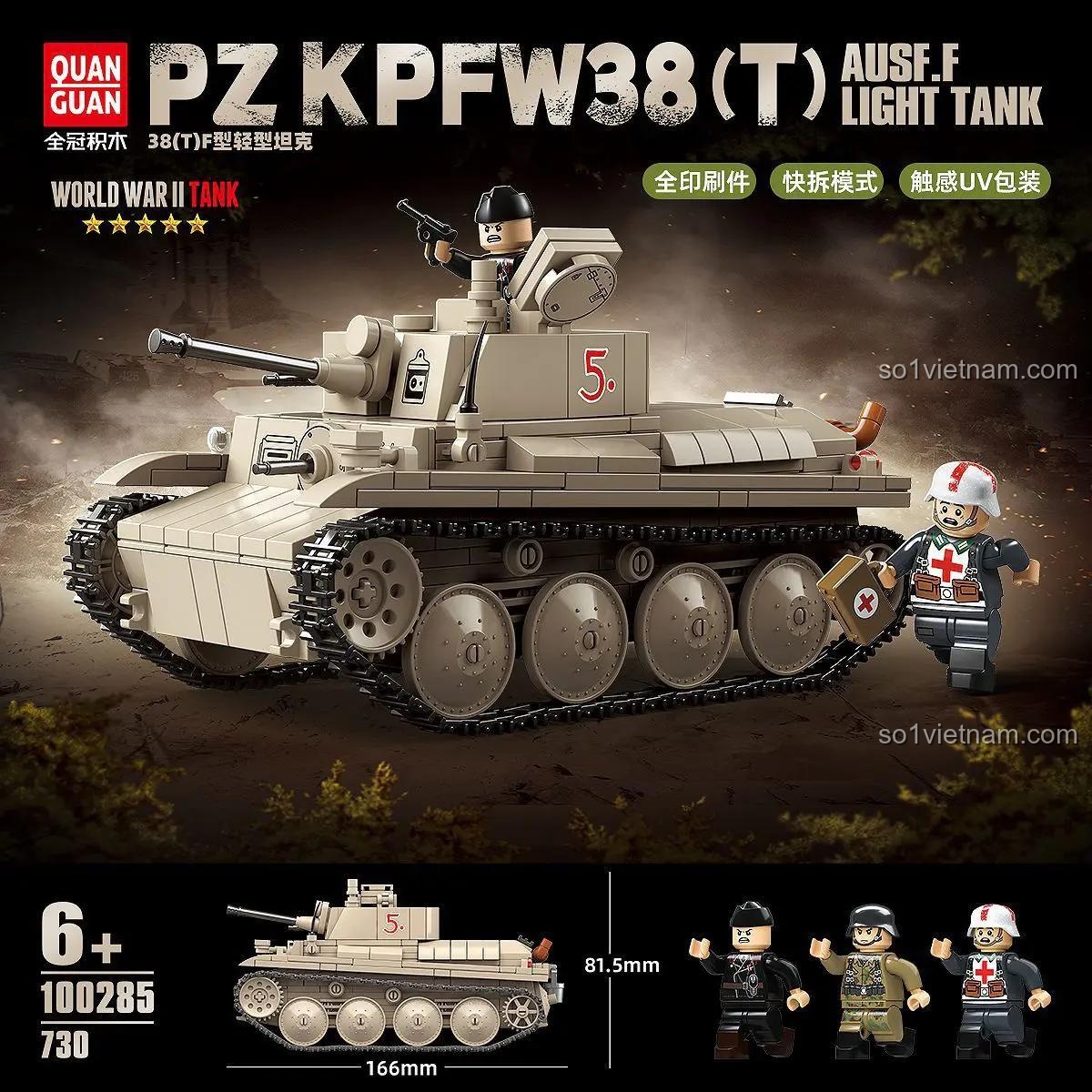 Mô hình xe tăng Đức Panzer 38(T) Ausf.F QUAN GUAN 100285