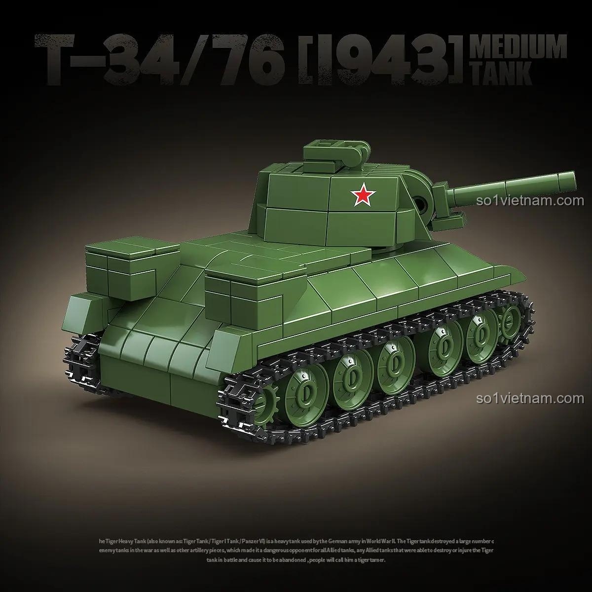 Hình ảnh chi tiết của Mô hình xe tăng T-34/76 100297 sau khi lắp ráp, một sản phẩm chất lượng cao từ Quan Guan.