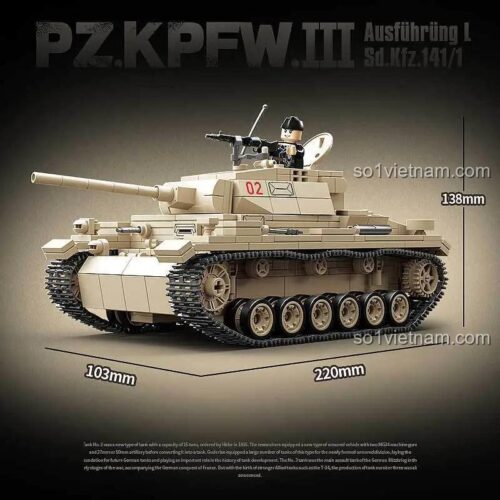 Mô hình Xe Tăng Panzer III L QUANGUAN100247 với kích thước chi tiết, bộ lắp ghép 100247 cho con trai 6 tuổi