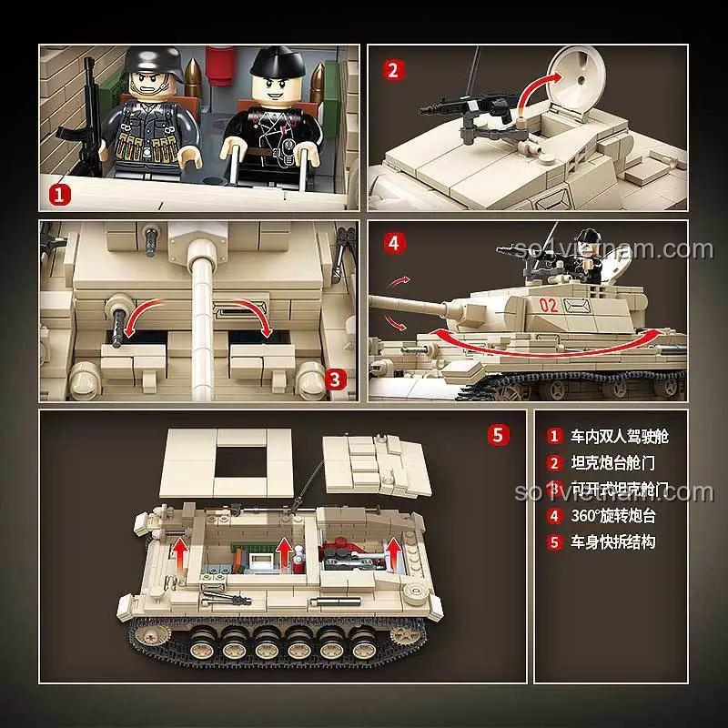 Các tính năng nổi bật của đồ chơi mô hình Xe Tăng Đức Panzer III L, bộ đồ chơi QUANGUAN