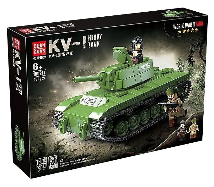 Bộ lắp ghép Xe Tăng KV-1 QUANGUAN 100271, đồ chơi mô hình quân sự cho bé trai 6 tuổi, giá tốt, có ảnh hộp