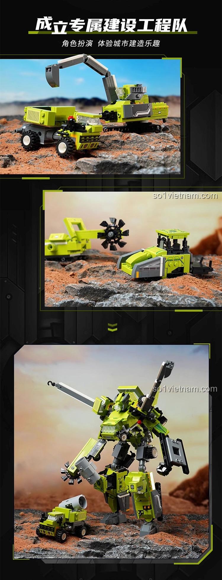 Hình ảnh thể hiện kích thước mô hình robot khổng lồ từ bộ lắp ghép kỹ thuật 41110, kích thước 29.1x14.1x36.6 cm.