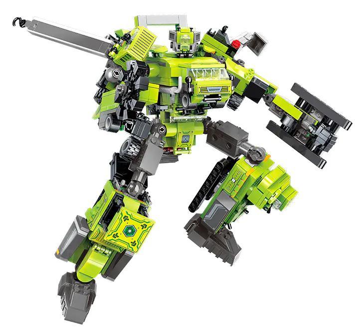 Robot biến hình khổng lồ từ bộ lắp ghép kỹ thuật 41110, màu xanh lá và xám, có khớp nối linh hoạt, phù hợp cho bé trai 6 tuổi.