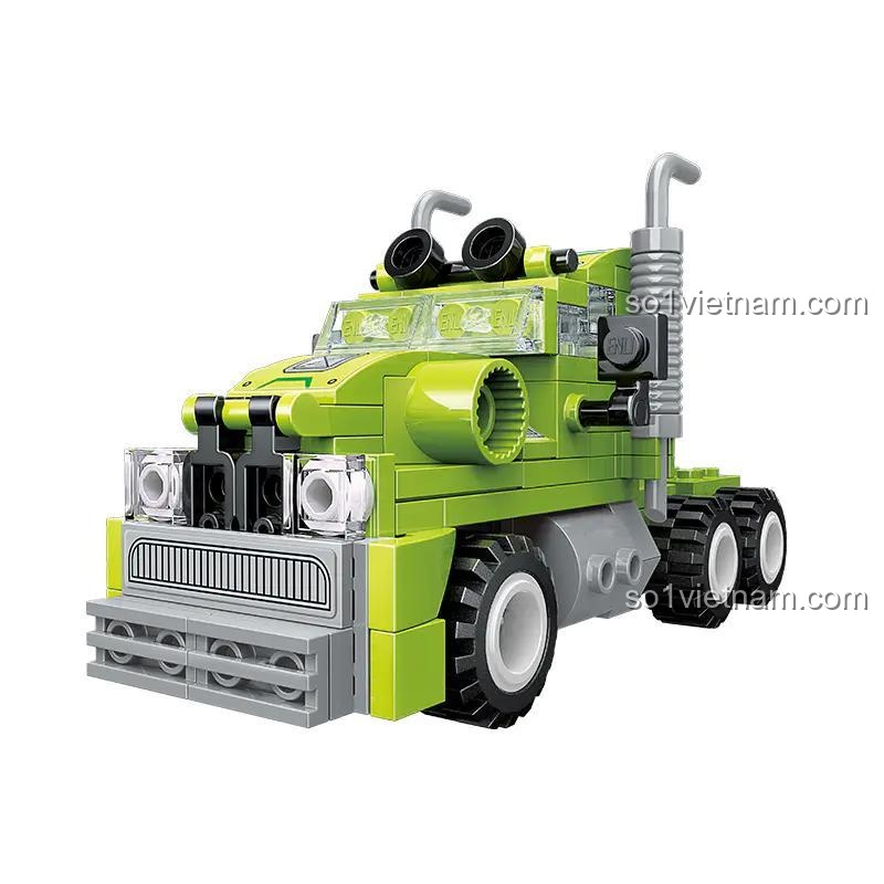 Xe tải màu xanh lá từ bộ lắp ghép kỹ thuật 41110, chi tiết sắc nét, tương thích LEGO®, phù hợp cho bé trai 6 tuổi.