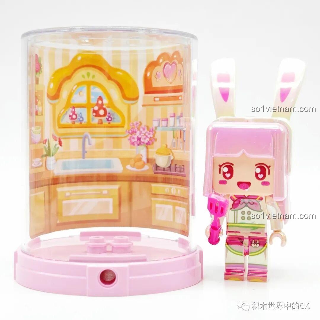 Nhân vật Mini World màu hồng với hộp trưng bày lễ hội 72036