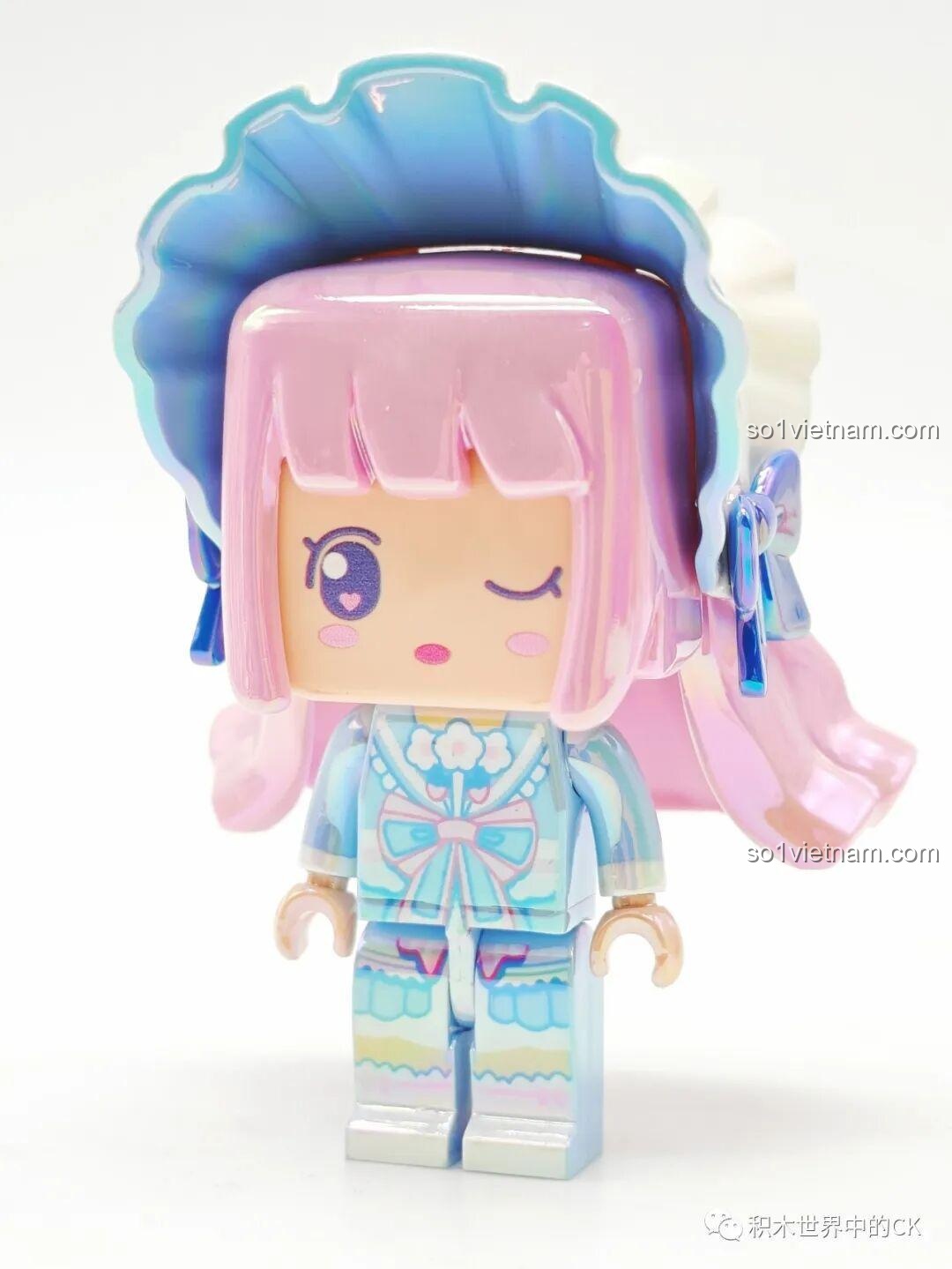 Nhân vật Mini World màu hồng với phụ kiện mũ nơ 72036