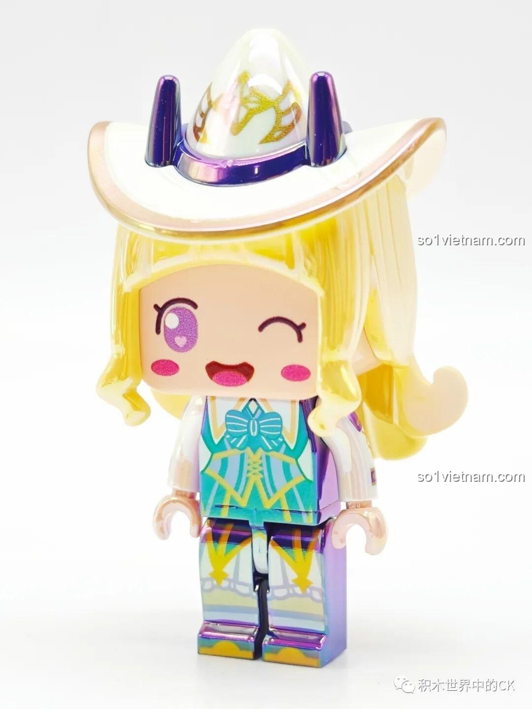 Nhân vật Mini World màu trắng với mũ cao bồi và hộp trưng bày 72036