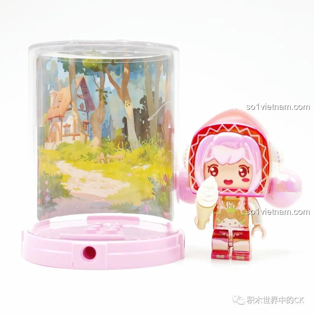 Nhân vật Mini World màu xanh lá với phụ kiện đầu cá mập 72036