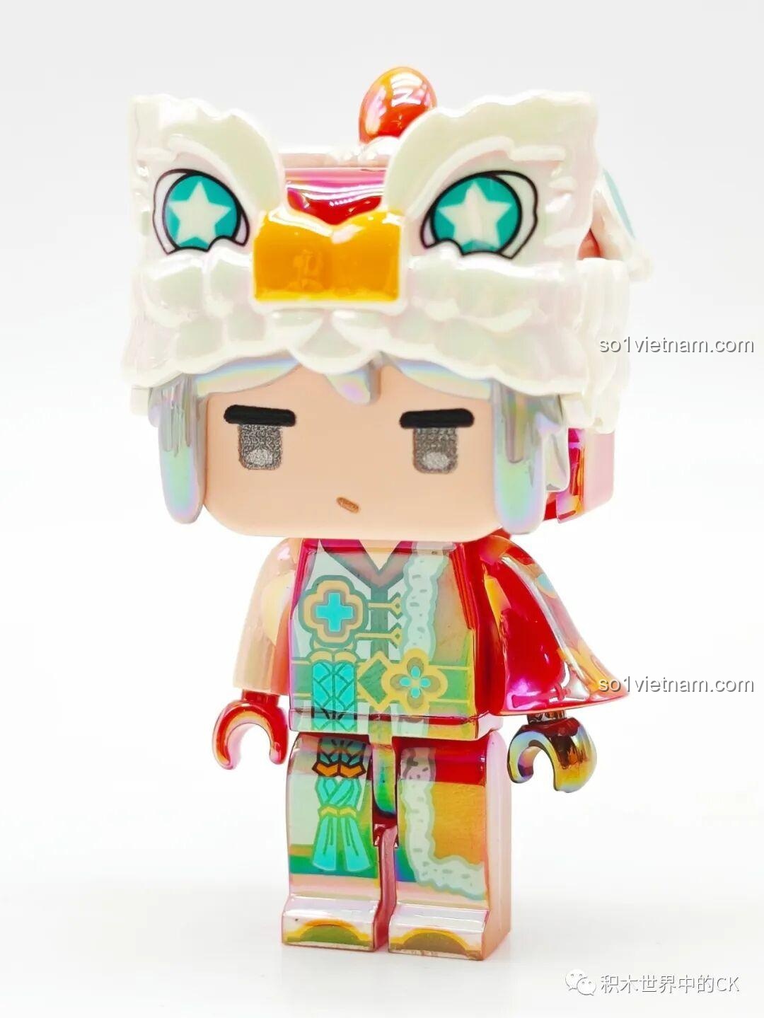 Nhân vật Mini World màu xanh với hộp trưng bày lễ hội 72036