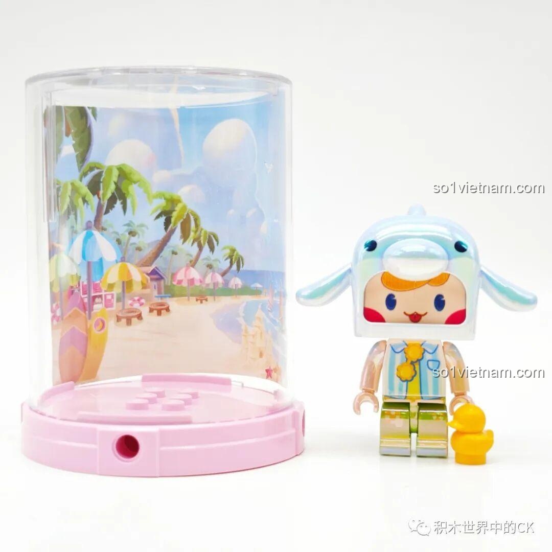 Nhân vật Mini World màu xanh với phụ kiện và hộp trưng bày 72036