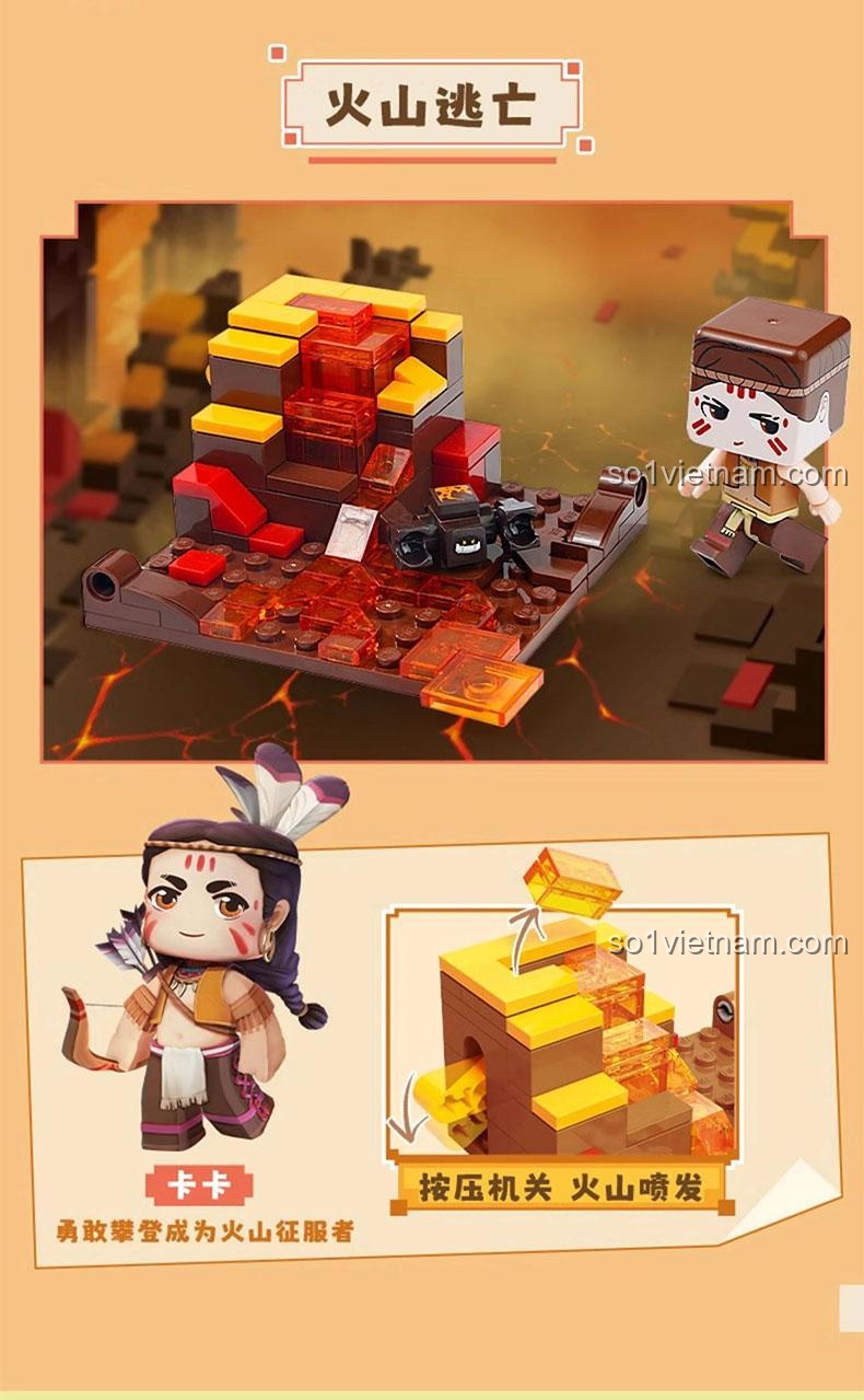 Ghép 4 mẫu bộ lắp ghép Mini World 72049 thành bản đồ thám hiểm, 6+ tuổi, Con trai, Con gái, Kỹ năng sáng tạo, Phối hợp tay mắt, Kiên nhẫn, Giá tốt