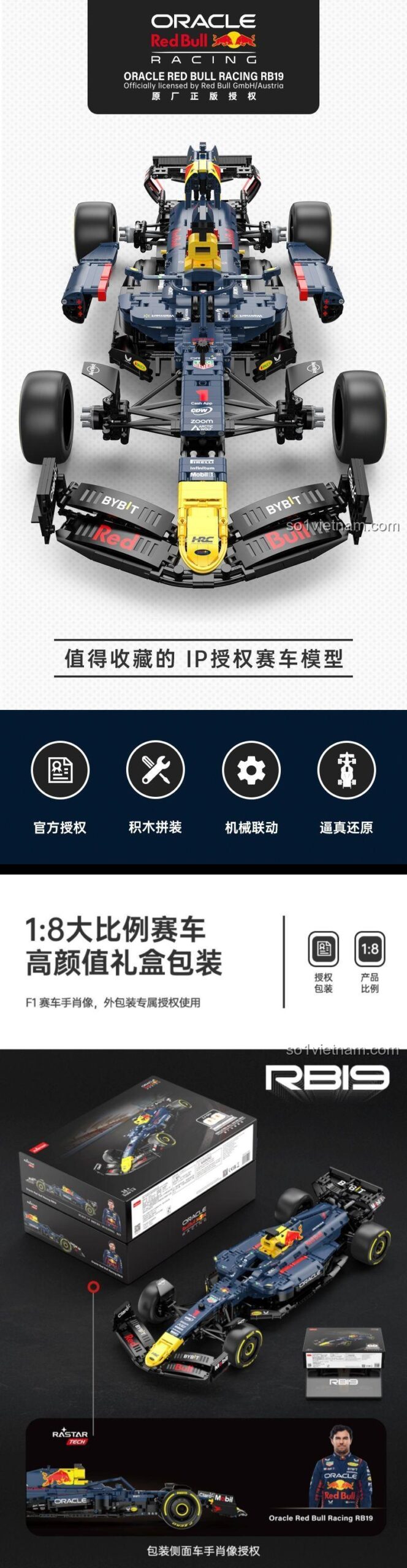 Xe đua F1 Red Bull RB19 RASTAR 92400 nhìn từ bên cạnh