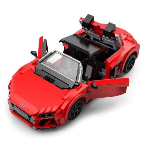 Bộ lắp ghép siêu xe Audi R8 Spyder Rastar 93800 màu đỏ, cửa mở, dành cho bé trai 6 tuổi, giá rẻ.