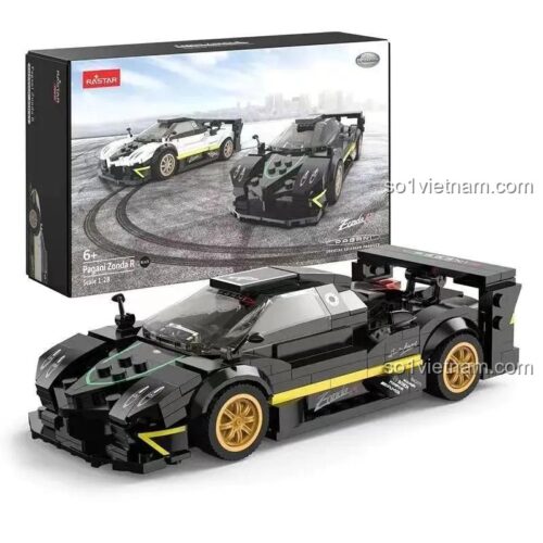 Hộp đồ chơi lắp ráp xe đua Pagani Zonda R RASTAR 93900-B, mô hình tỉ lệ 1:28 chính hãng Pagani.