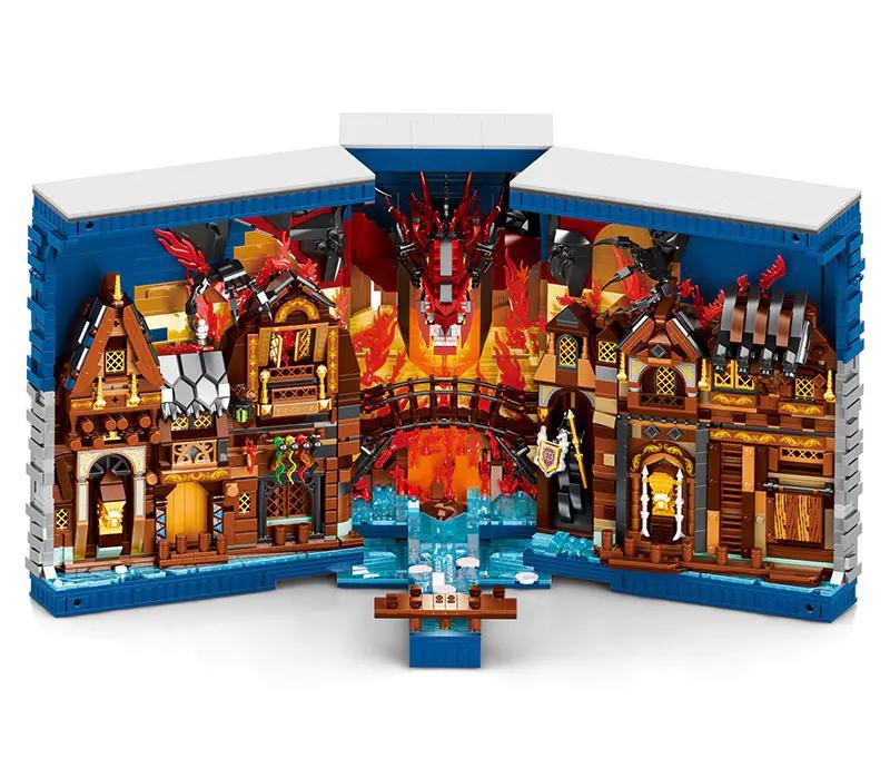 Mô hình The Shire Book Rebrickable 66035 mở rộng, đồ chơi lắp ghép 3398 mảnh, có đèn LED, tái hiện cảnh phim The Shire với rồng lửa và cây cầu, phù hợp cho người chơi 14 tuổi trở lên