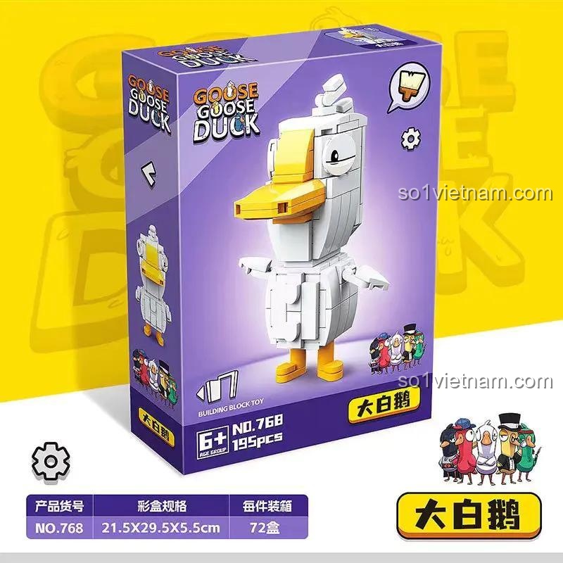 Hộp bộ đồ chơi RENZAIMA 768 Ngỗng Trắng Lớn Goose Goose Duck, đồ chơi mô hình 195 chi tiết, quà tặng cho bé trai và bé gái.