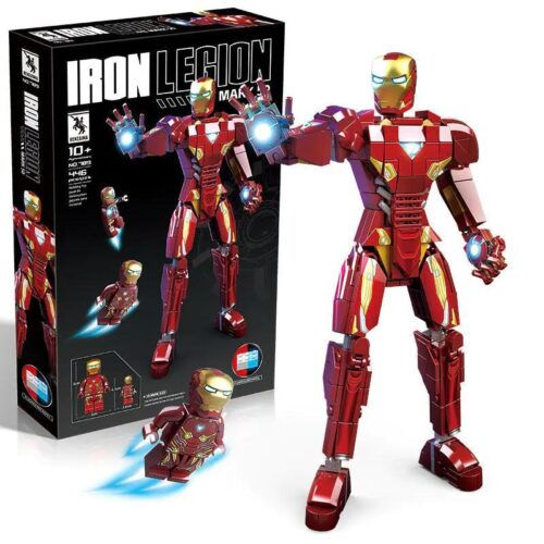 Bộ lắp ghép Người Sắt Mark 50 Renzaima 789, đồ chơi mô hình siêu anh hùng Marvel cho bé trai 10 tuổi, giá rẻ, có đèn LED.