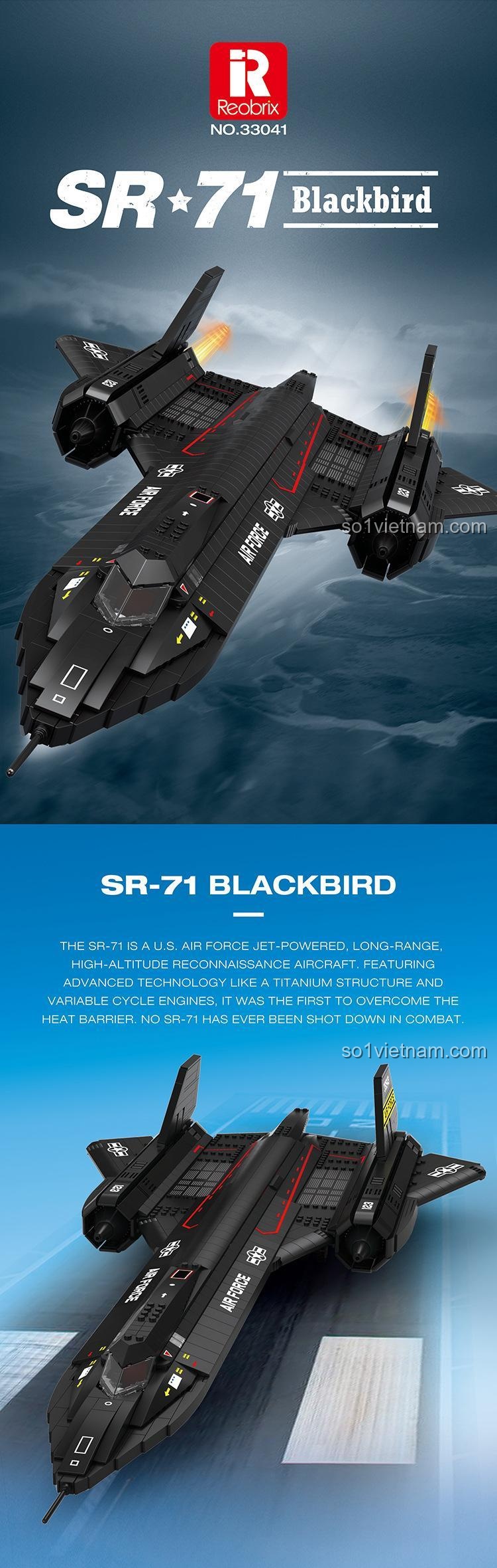 Thông tin lịch sử về máy bay SR-71 Blackbird Reobrix 33041, đồ chơi mô hình SR71, máy bay trinh sát tầm xa, cho con trai 14 tuổi